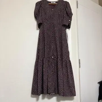 SNIDEL 브라운 화이트 도트 원피스