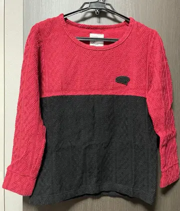 SHAREEF 레드 블랙 바이컬러 니트 M