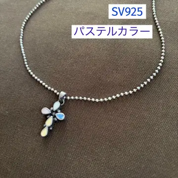 [ used ] 실버925 크로스 목걸이 SV 실버 파스텔 컬러