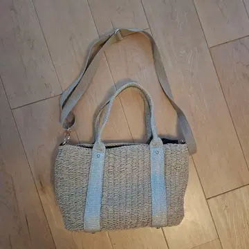 베이지 스트로우 바스켓백 중형