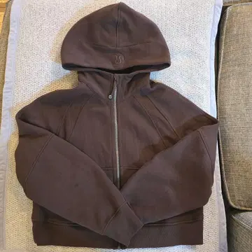 룰루레몬 브라운 풀 집업 후드티 숏 기장