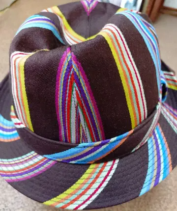 컬러풀 스트라이프 페도라 햇 프리 사이즈