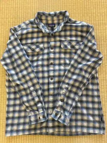 patagonia 코튼 체크 플란넬 셔츠 L 사이즈 블루 x 아이보리
