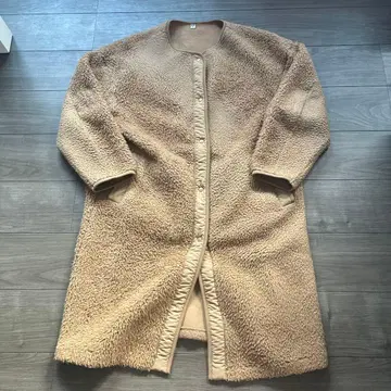 베이지 보아 자켓 롱 기장 플리스 XL