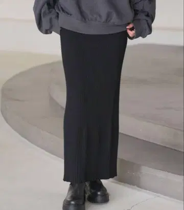 NOBLE noble 리브 니트 타이트 스커트 블랙