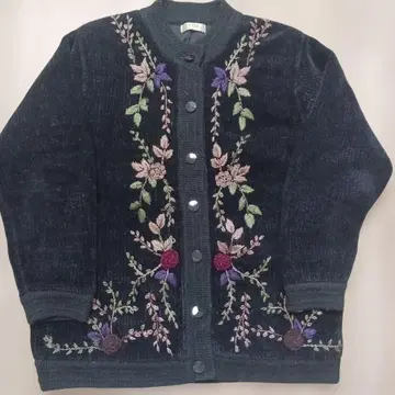 빈티지 REOR 블랙 자수 가디건