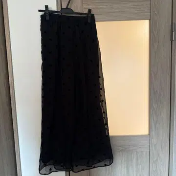 블랙 도트 무늬 캐주얼 팬츠 38