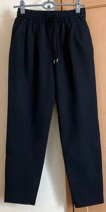 블랙 슬랙스 허리밴딩 드로우 스트링 포함