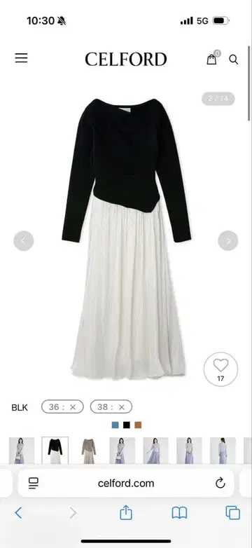 CELFORD 아시메 넥 니트 도킹 원피스