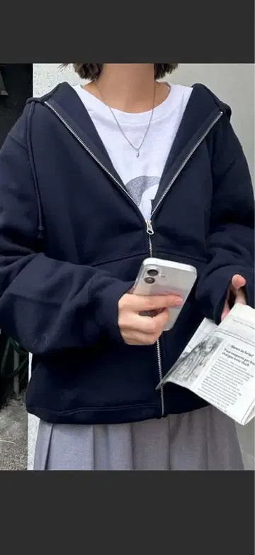 스탠다드 속기모 빅 지퍼 후드티