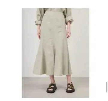 프렌치 린넨 내로우 플레어 스커트 [ 손세탁 가능 ] 베이지