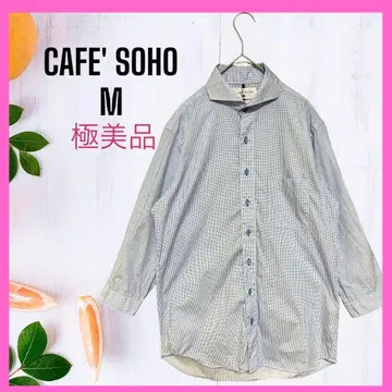 미사용 [CAFE' SOHO] 파인 코튼 긴팔 셔츠 도트 블루