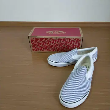 VANS 슬립온 화이트/스트라이프 박스 있음