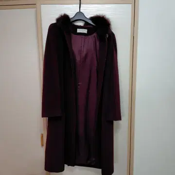 22 OCTOBRE 버건디 퍼 롱 코트