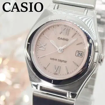 작동품 CASIO 웨이브셉터 전파 솔라 여성용 손목시계 핑크