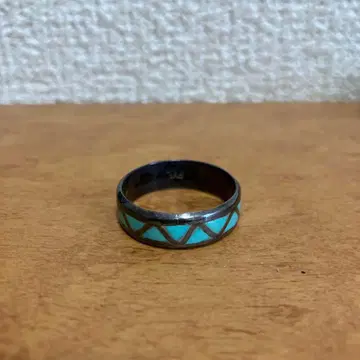 터콰이즈 삼각형 무늬 실버 반지 FYL