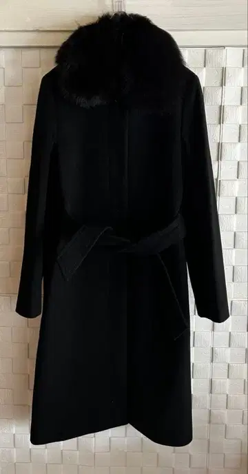 BCBGMAXAZRIA 블랙 퍼 포함 롱 코트 L