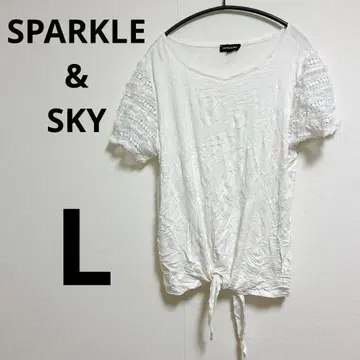 [ L ] SPARKLE & SKY 화이트 반팔 T셔츠 화이트