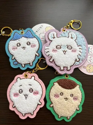 치이카와 (먼작귀) 복슬복슬 사가 자수 키링 4개 세트