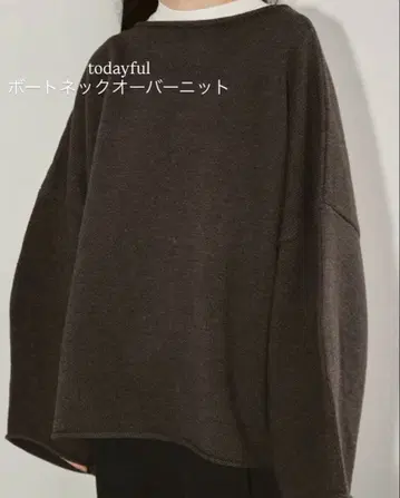 todayful 보트넥 오버 니트 차콜