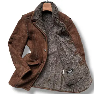 컨디션 최상 토네이도 마트 무스탕 코트 보아 L 브라운 남성용 가죽 자켓