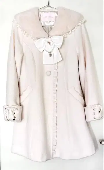 LIZ LISA 퍼 세일러 A라인 코트 화이트