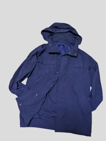 유니클로 +J 오버 사이즈 후디드 하프 코트 블루 네이비 M