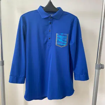 PUMA 파랑 7부 소매 셔츠 카모플라주 패턴 있음