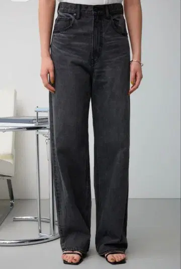 AZUL BY MOUSSY 하이웨스트 와이드 데님 라이트 블랙 M 사이즈