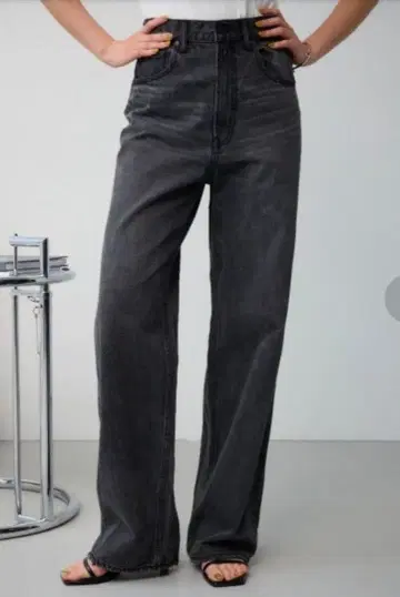 AZUL BY MOUSSY 하이웨스트 와이드 데님 라이트 블랙 M 사이즈