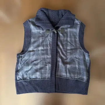 레리안 체크 무늬 후드 부착 베스트