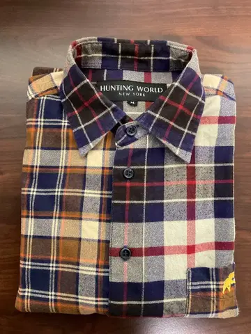 헌팅월드 HUNTING WORLD 클레이 체크 플란넬 셔츠 긴팔 M