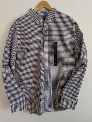 BANANA REPUBLUC 체크 무늬 코튼 긴팔 와이셔츠