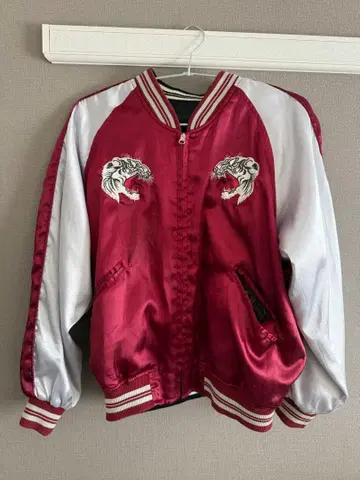 호랑이 자수 스카잔 빨간색 블랙