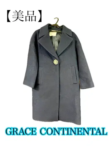 [새상품급] 그레이스 컨티넨탈 네이비 롱 코트 비쥬 부착