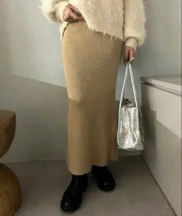 shenery 베이지 리브 타이트 스커트 36사이즈 미사용 새상품