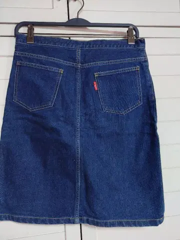 X-GIRL 데님 무릎 기장 스커트 인디고 블루