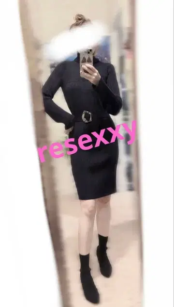 resexxy 리브 니트 원피스 버클 벨트 거의 새상품