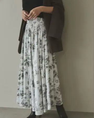 anuans 페인트 플라워 셔링 스커트 ( GREEN )