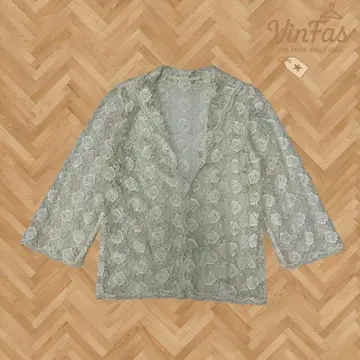 새상품급 구제 의류 여성용 스카프 꽃무늬 레이스 자켓 크림색