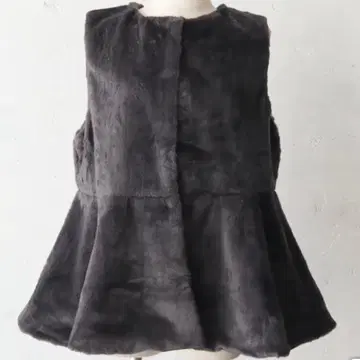 그레이 인조 모피 플레어 밑단 페플럼 베스트 차콜 미사용 택 포함