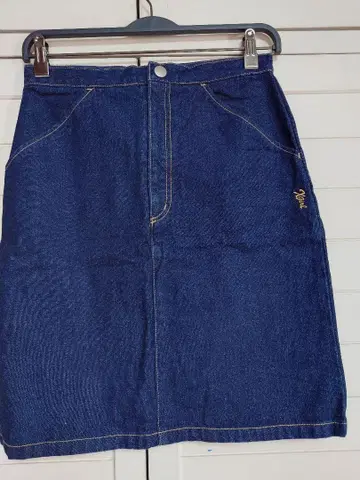 X-girl 다크 블루 타이트 스커트 골드 자수