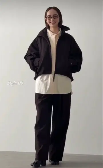 아이엠인 츠지모토 마이님 하이넥 울 숏 블루종 브라운 M 사이즈