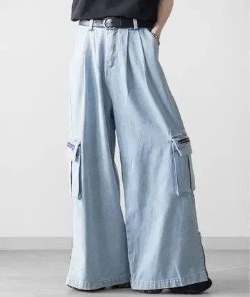 [ welise x 쇼 ] 모드 기믹 와이드 카고 팬츠
