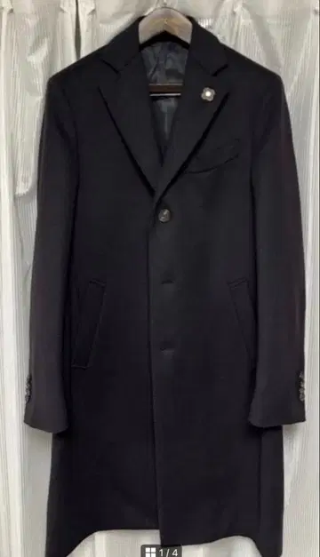 [ 새상품급 ] LARDINI 네이비 체스터 코트 48 REG