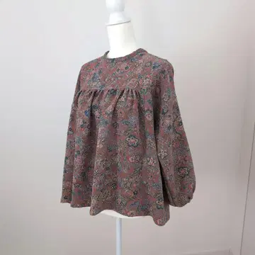 꽃무늬 벌룬 슬리브 블라우스 기모노 리메이크 순수 실크 코몬