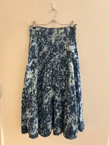 타이다이 데님 플레어 스커트