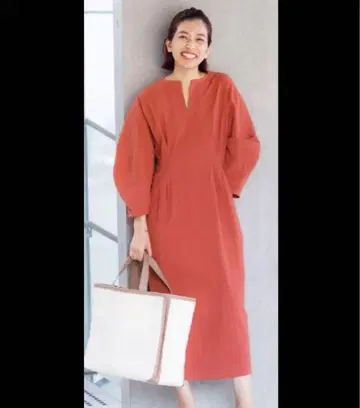 VERMEIL par iena 코튼 립 웨이스트 쉐이프 원피스 34