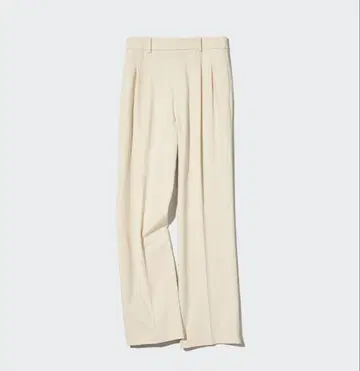 택 포함 UNIQLO 유니클로 턱 와이드 팬츠 긴 길이 M 크림
