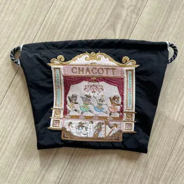 CHACOTT 자수 파우치 블랙